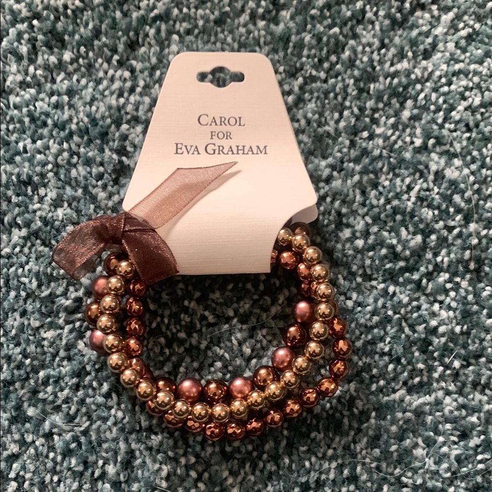Chaps Gold and Bronze Beaded Bracelet Set